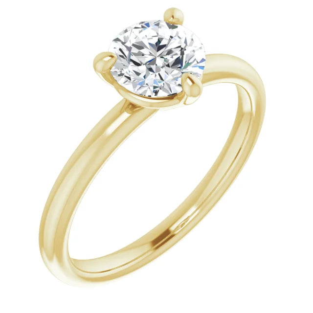 3-Prong Classic 1 CT Round Lab Grown Diamond Solitaire Engagement Ring 14K Yellow gold sideway picture