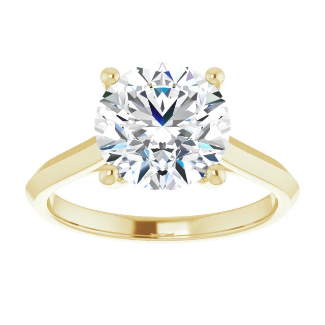 3 CT Round Solitaire Diamond Engagement Ring on Yellow Gold