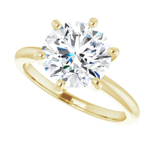 3 CT 6-Prong Diamond Solitaire engagement Ring on yellow gold