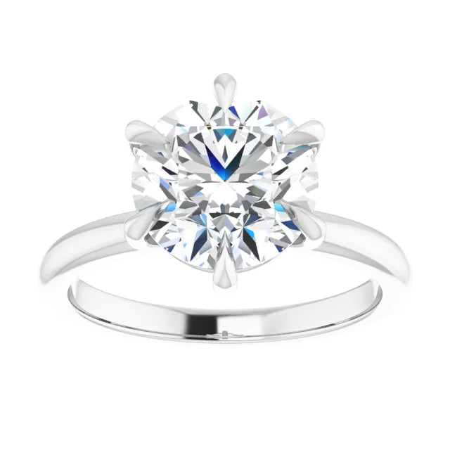 3 CT 6-Prong round solitaire Diamond engagement Ring on Platinum