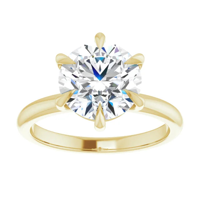 3 CT 6-Prong round solitaire Diamond engagement Ring on yellow gold