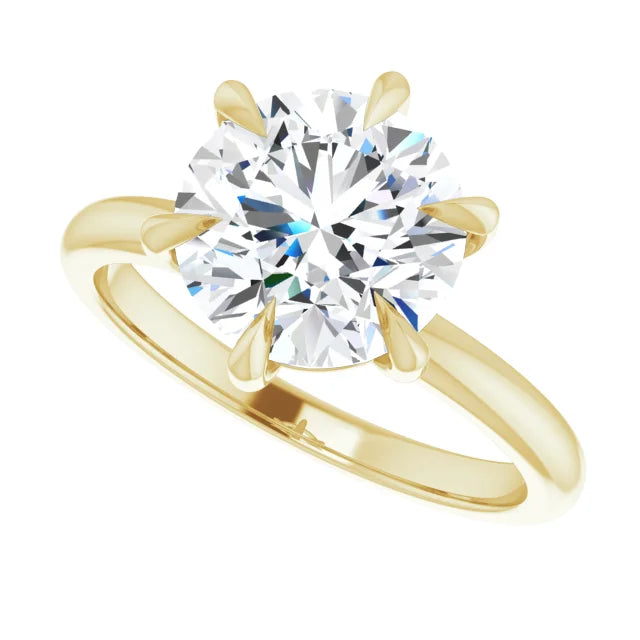 3 CT 6-Prong round solitaire Diamond engagement Ring sideway picture