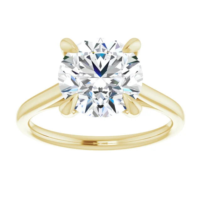 3 CT Round solitaire Diamond engagement Ring on yellow gold showing center stone