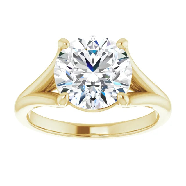 3 CT Split Shank Solitaire Diamond engagement Ring on Yellow gold