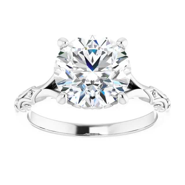 3 CT Vintage Split Shank Solitaire Diamond engagement Ring
