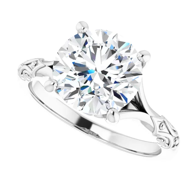 3 CT Vintage Split Shank Solitaire Diamond engagement Ring in Platinum
