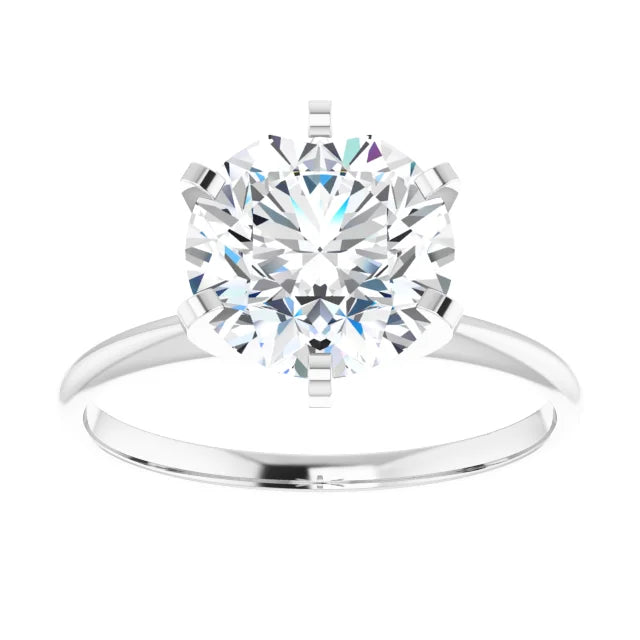 3 CT 6 Prong Round Solitaire Diamond Engagement Ring in Platinum