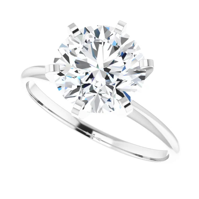 3 CT 6 Prong Round Solitaire Diamond Engagement Ring in white gold