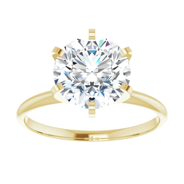3 CT 6 Prong Round Solitaire Diamond Engagement Ring