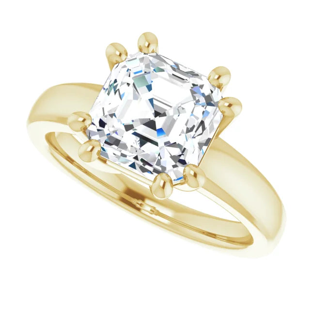 3 CTW 8 Prong asscher Solitaire Diamond engagement Ring for women in yellow gold