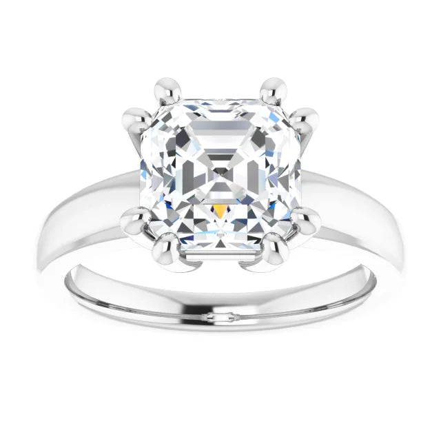 3 CTW 8 Prong asscher Solitaire Diamond engagement Ring for women white gold