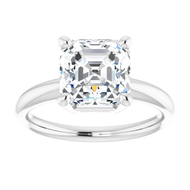 3 CT Asscher Cut Solitaire Diamond Engagement Ring For Women on white gold