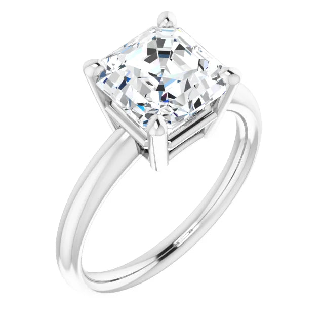 3 CT Asscher Cut Solitaire Diamond Engagement Ring For Women in platinum
