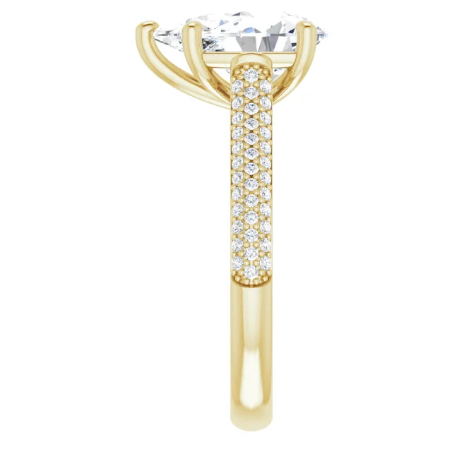 3 1/3 Pavé Accented pear shape lab grown Diamond Engagement Ring side picture