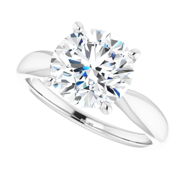 3 CT tapered Shank round Solitaire Diamond Engagement Ring in Platinum