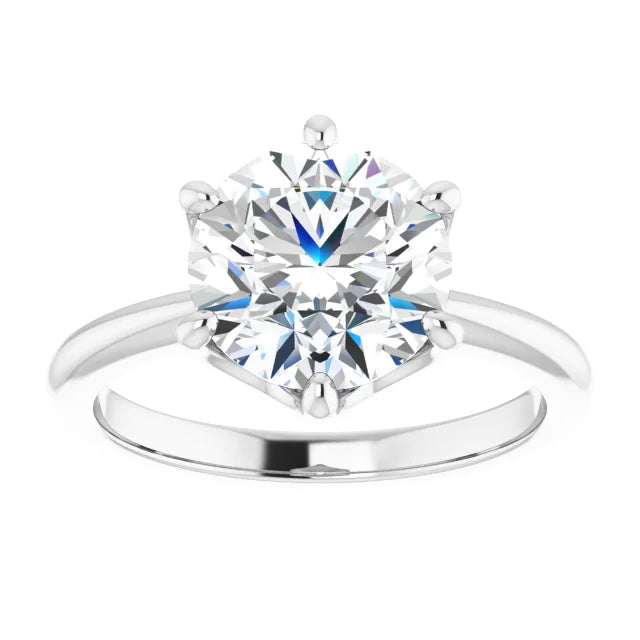3CT 6-Prong Round diamond solitaire engagement Ring in white gold
