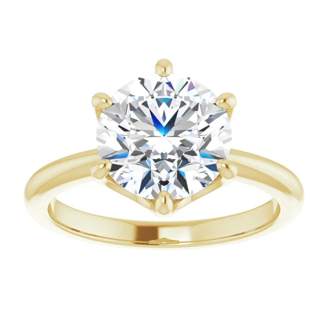 3 CT 6-Prong Round diamond solitaire engagement Ring in yellow gold