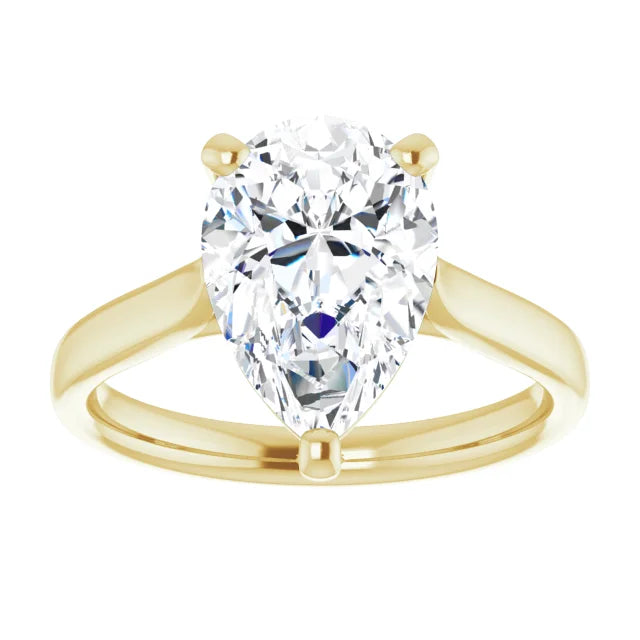 3 CT Pear Diamond Solitaire Engagement Ring for Women Yellow gold