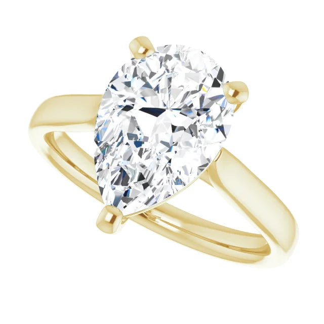 3 CT Pear Diamond Solitaire Engagement Ring for Women Yellow gold