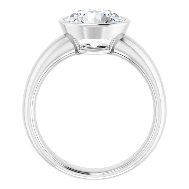 3 CT Bezel Set Round Solitaire Diamond Engagement Ring in white gold showing under gallery
