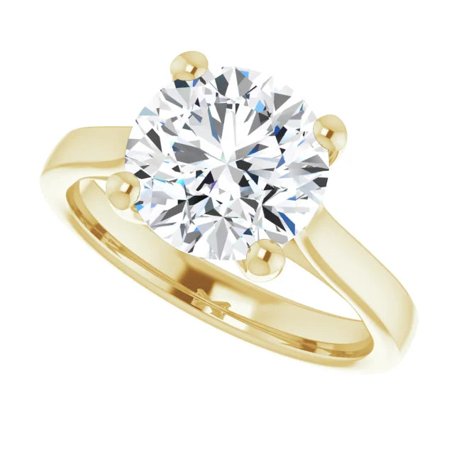 3 CT Round Solitaire Diamond Engagement Ring in yellow Gold