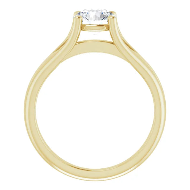 1 CT Round Solitaire lab Grown Diamond Engagement Ring yellow gold showing under gallery