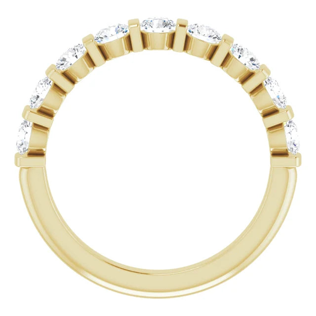 3/4 CTW diamond wedding Band yellow gold showing under gallery