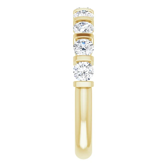 3/4 CTW diamond wedding Band yellow gold picture from the side