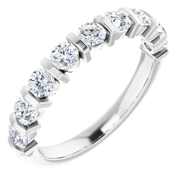 3/4 CTW diamond wedding Band white gold sideway picture