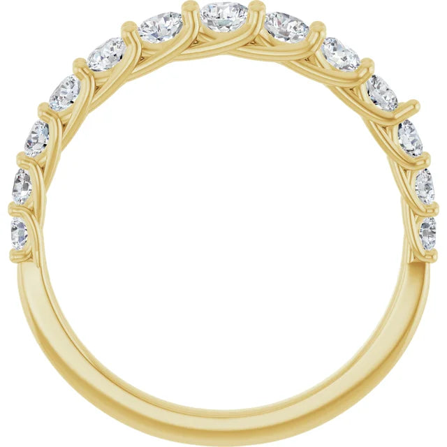 3/4 CTW Lab-Grown Diamond Wedding Band for women on yellow gold showing under gallery