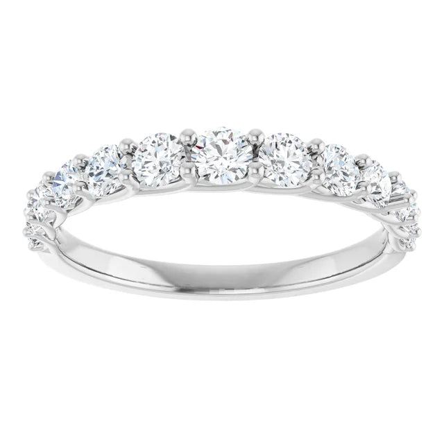 3/4 CTW Lab-Grown Diamond Wedding Band for women on white gold showing stones