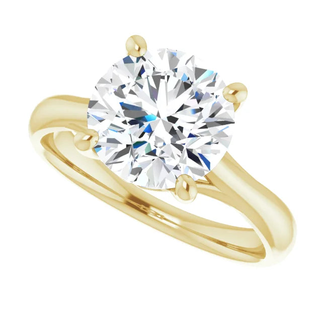 3 CT Round Solitaire Diamond Engagement Ring in Yellow Gold