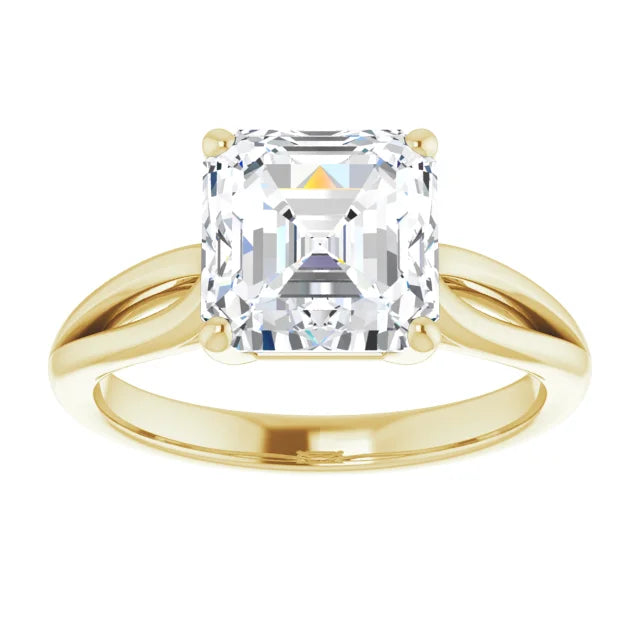 3 CT Asshcer Solitaire Diamond Engagement ring for women in yellow gold