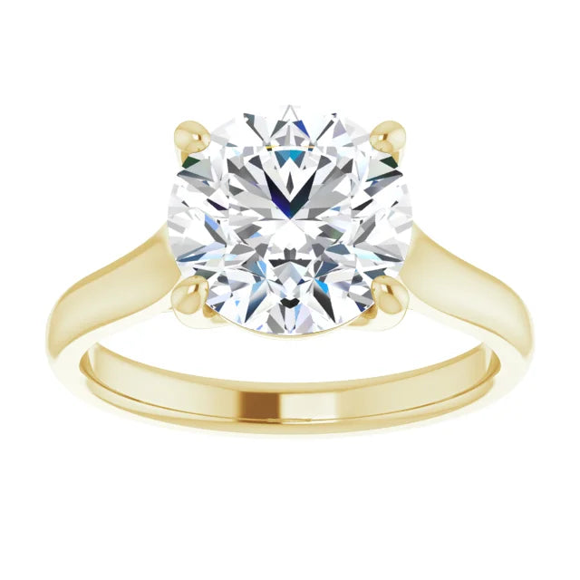 3 CT round solitaire Diamond Engagement Ring on Yellow Gold