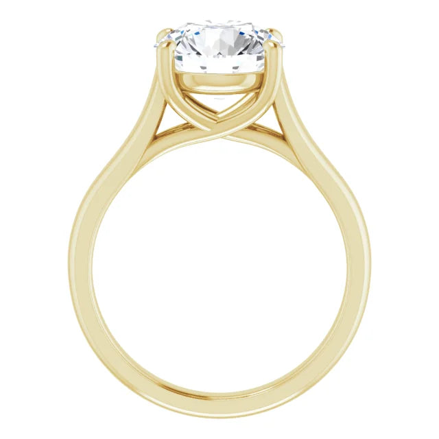 3 CT round solitaire Diamond Engagement Ring on yellow gold showing under gallery