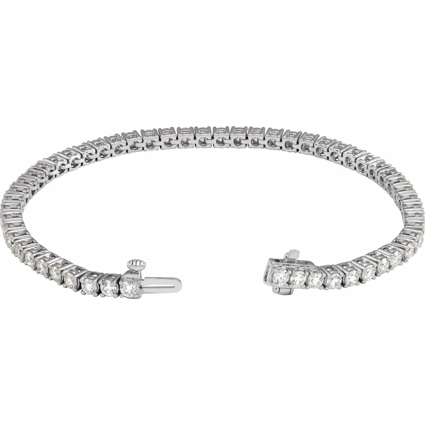 5 CTW Lab Grown Diamond Tennis Bracelet White Gold open clasp