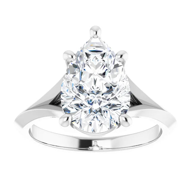 3 CT 5-Prong Pear shape certified lab Grown Engagement Ring for women in Platinum
