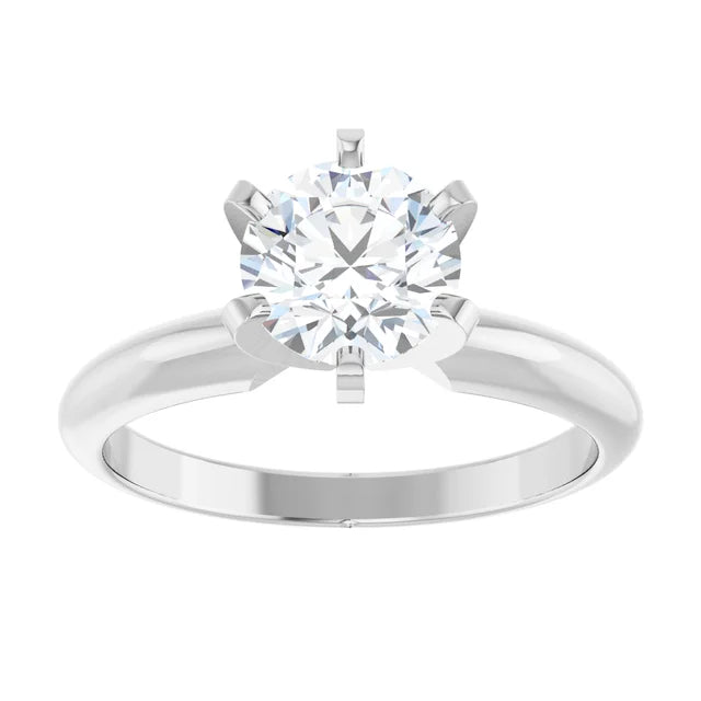 6-Prong 1 CT Solitaire Diamond Engagement Ring on White Gold