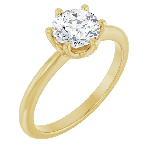 1 CT 6-Prong Round diamond solitaire engagement Ring in Yellow Gold