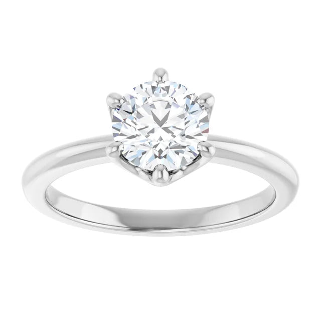 1 CT 6-Prong Round diamond solitaire engagement Ring in white gold