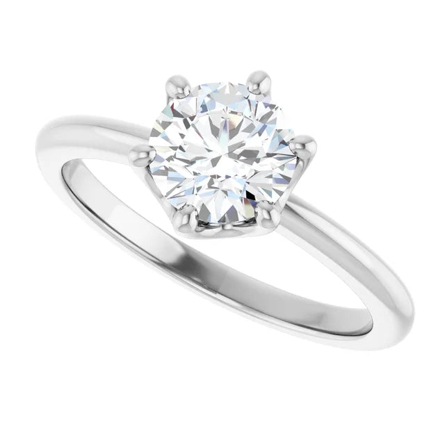 1 CT 6-Prong Round diamond solitaire engagement Ring in Platinum