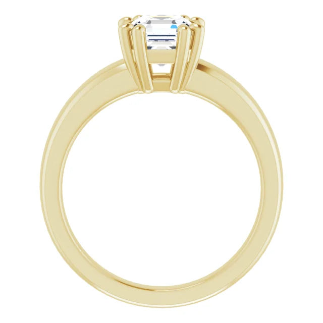 8 Prong asscher Solitaire Diamond engagement Ring for women yellow gold showing under gallery