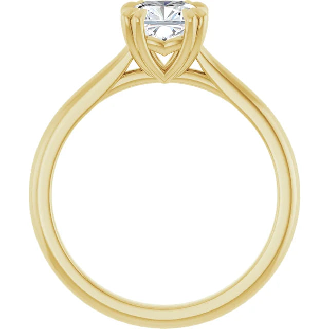 1 CT 8 Prong Cushion Cut Diamond Engagement Ring for women on yellow gold showing under gallery