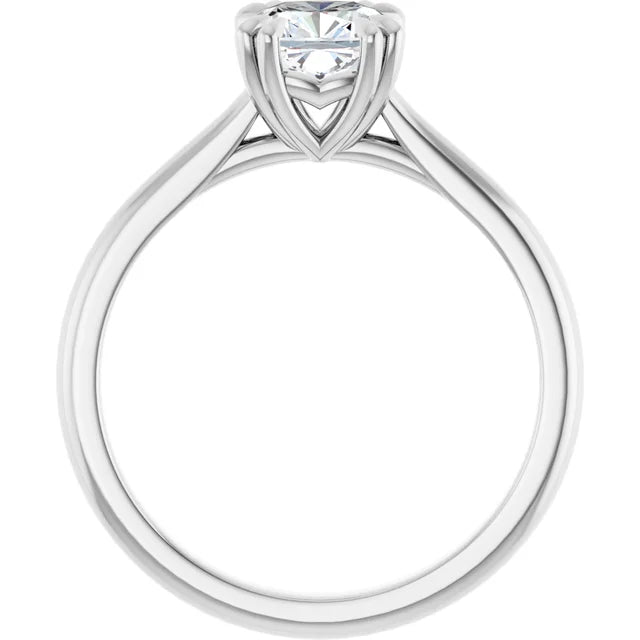 1 CT 8 Prong Cushion Cut Diamond Engagement Ring for women on white gold showing under gallery