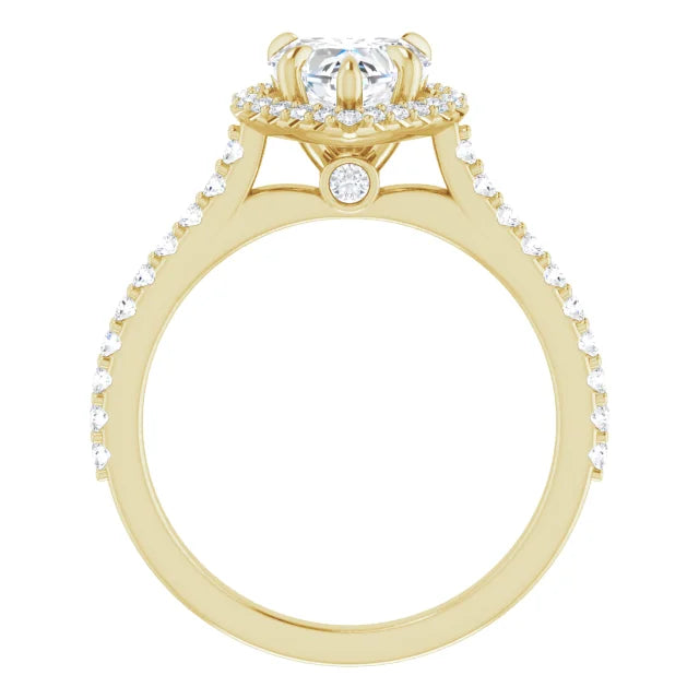 Accented Shank Heart Diamond Engagement Ring for Women yellow gold showing diamond stones under the gallery