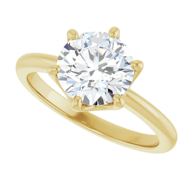 2 CT 6-Prong Round diamond solitaire engagement Ring in Yellow Gold