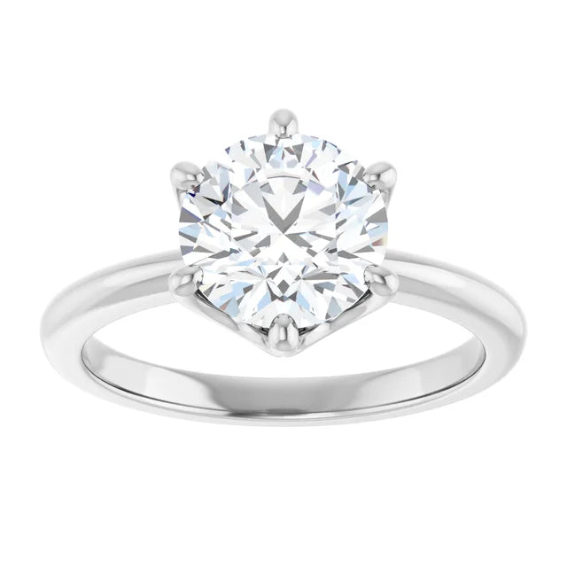 2 CT 6-Prong Round diamond solitaire engagement Ring in white gold