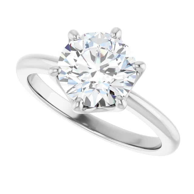2 CT 6-Prong Round diamond solitaire engagement Ring in 14K White Gold