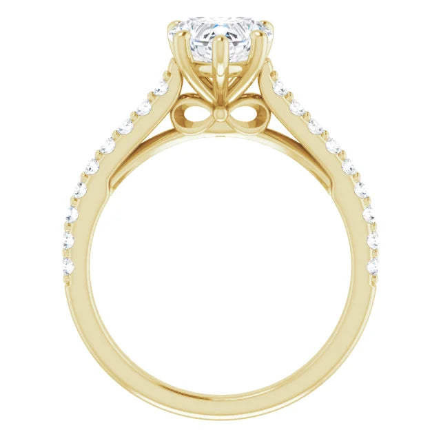 1 CT Accented Shank Heart Diamond Engagement Ring for Women yellow gold showing infinity sign under gallery
