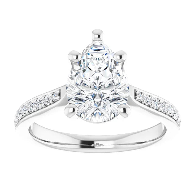 2 CT accented Shank pear shape diamond engagement Ring for women on white gold